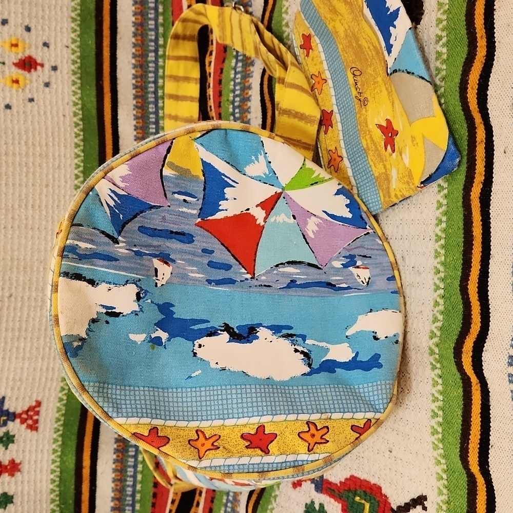 Anne Ormsby Sun and Sand Beach Backpack Sling Bag with Pouch VINTAGE - Picture 7 of 7
